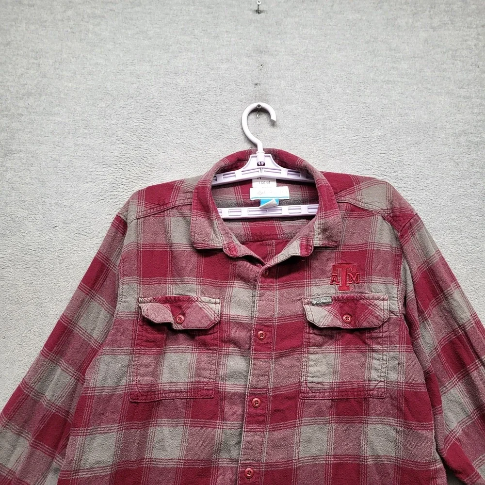 Texas A&M Aggies‎ Men Button Up Shirt L Red Logo Embroidery Columbia